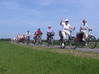 Auf dem Elbdeich die Elbe flussauf und flussab - Radlergruppe auf dem Elbdeich, Foto. A. Spiegel